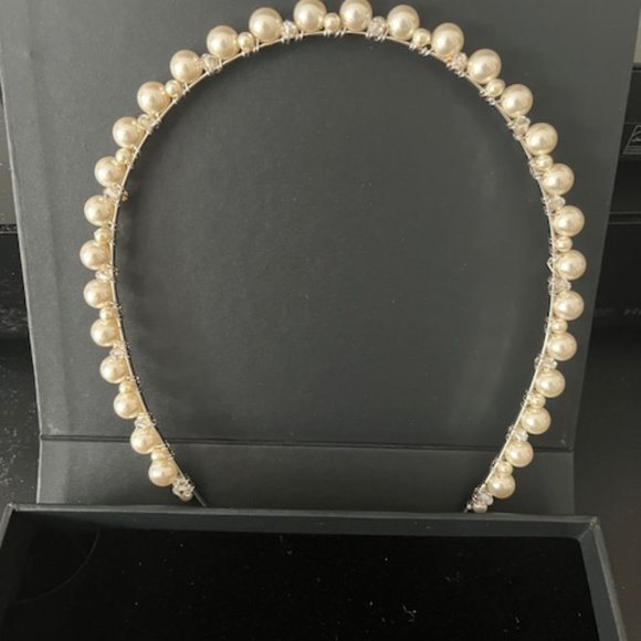 Faux pearl and diamond bridal headband